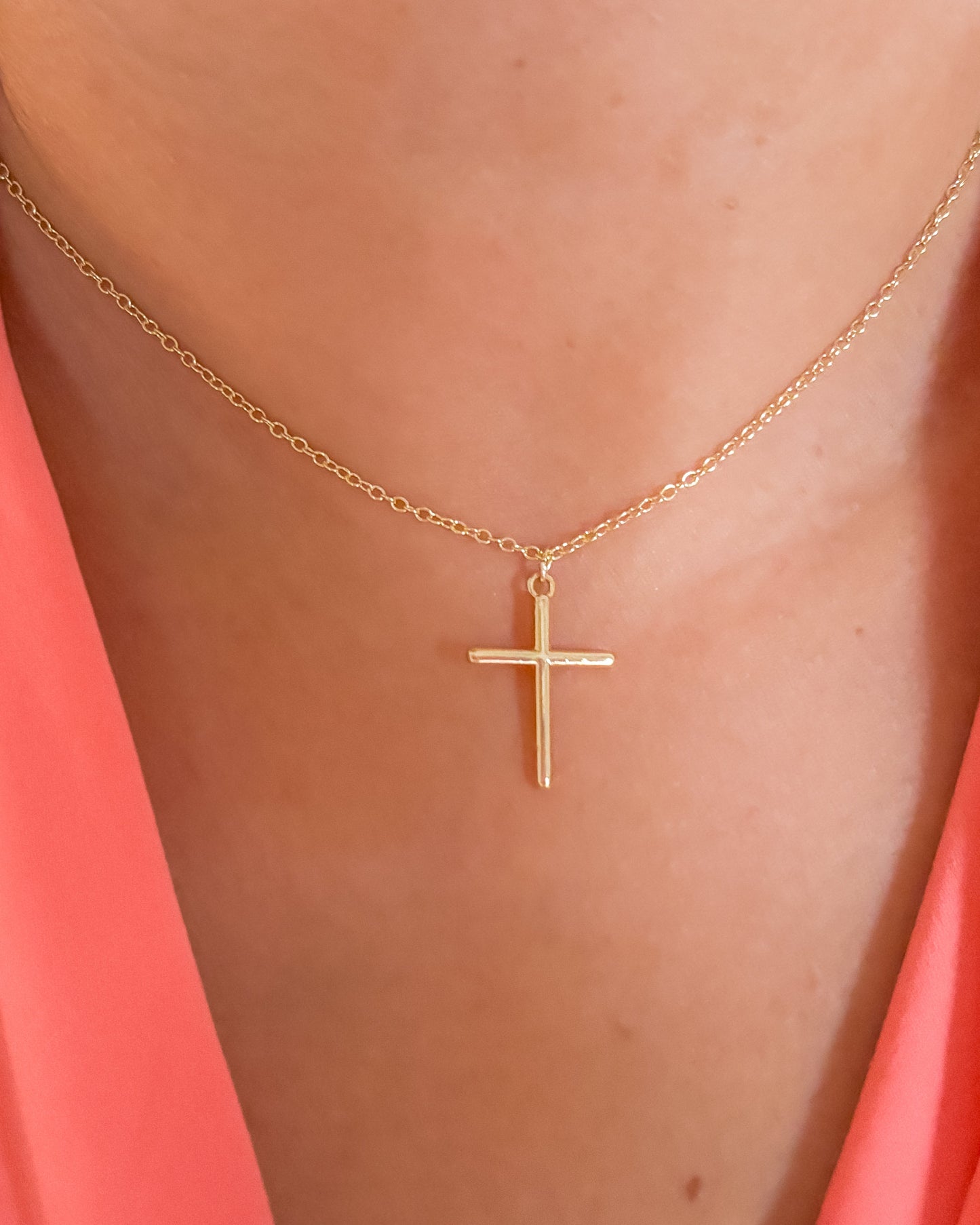 Dainty cross necklace / Tiny 18k Gold plated Jewelry