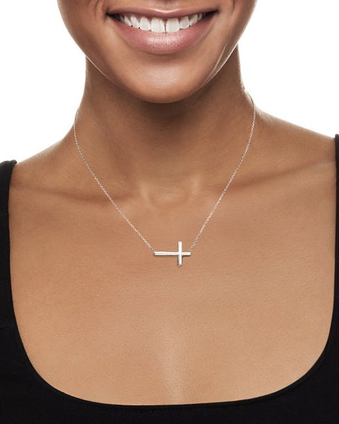 Dainty sideways cross necklace / Tiny 18k Gold plated Jewelry