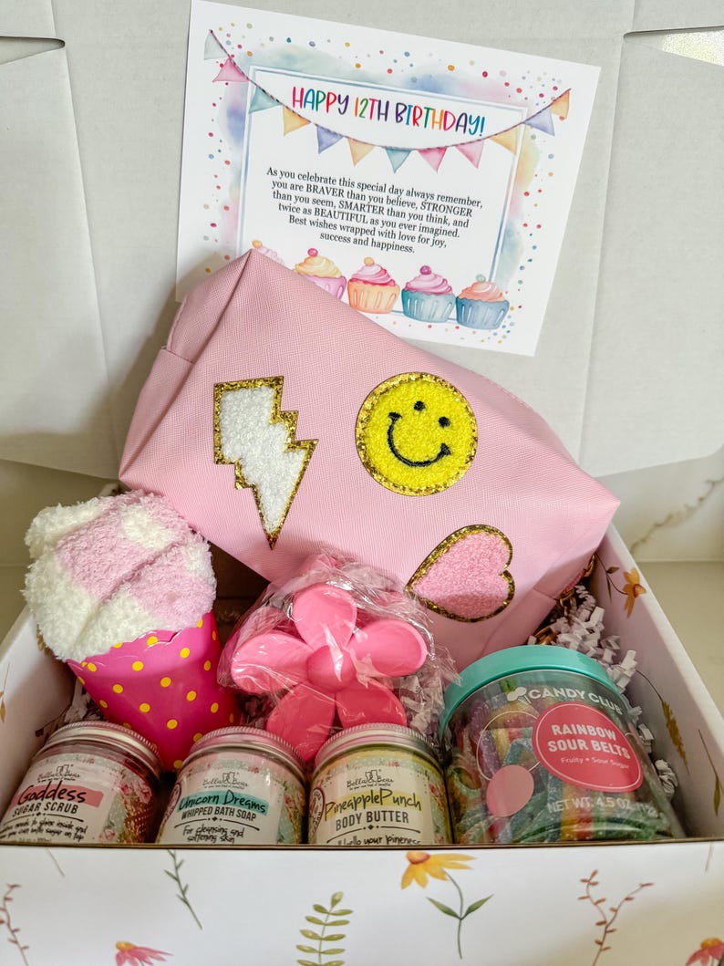 12 year old birthday girl gift box / Birthday gift for girl tween gift basket / Spa gift for Granddaughter niece daughter 12th birthday gift