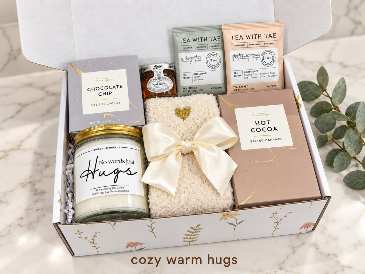 Hug in a Box - Thinking of You - Sympathy Gift Box - Comfort Care Package for Loss - Get Well Soon- Encouragement Gift for Surgery or Cancer