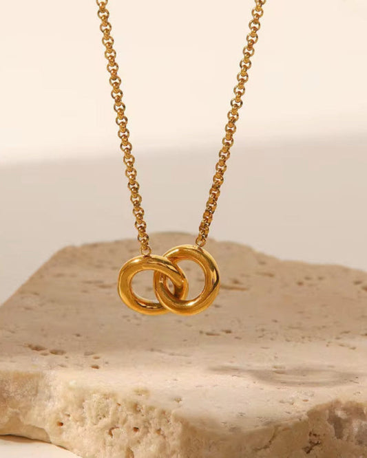 Interlocking circles necklace Tiny 18k Gold plated Jewelry
