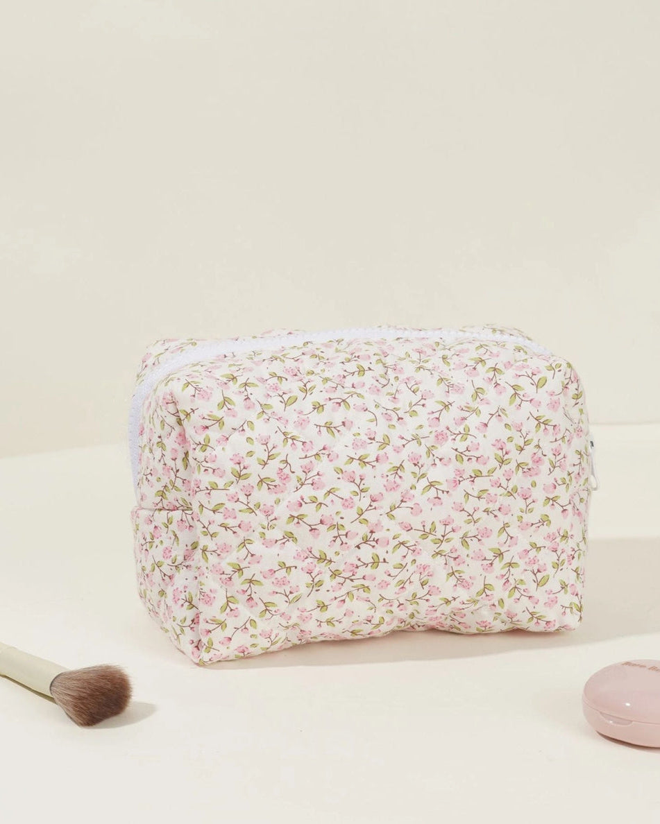 Quilted pink cosmetic Pouch