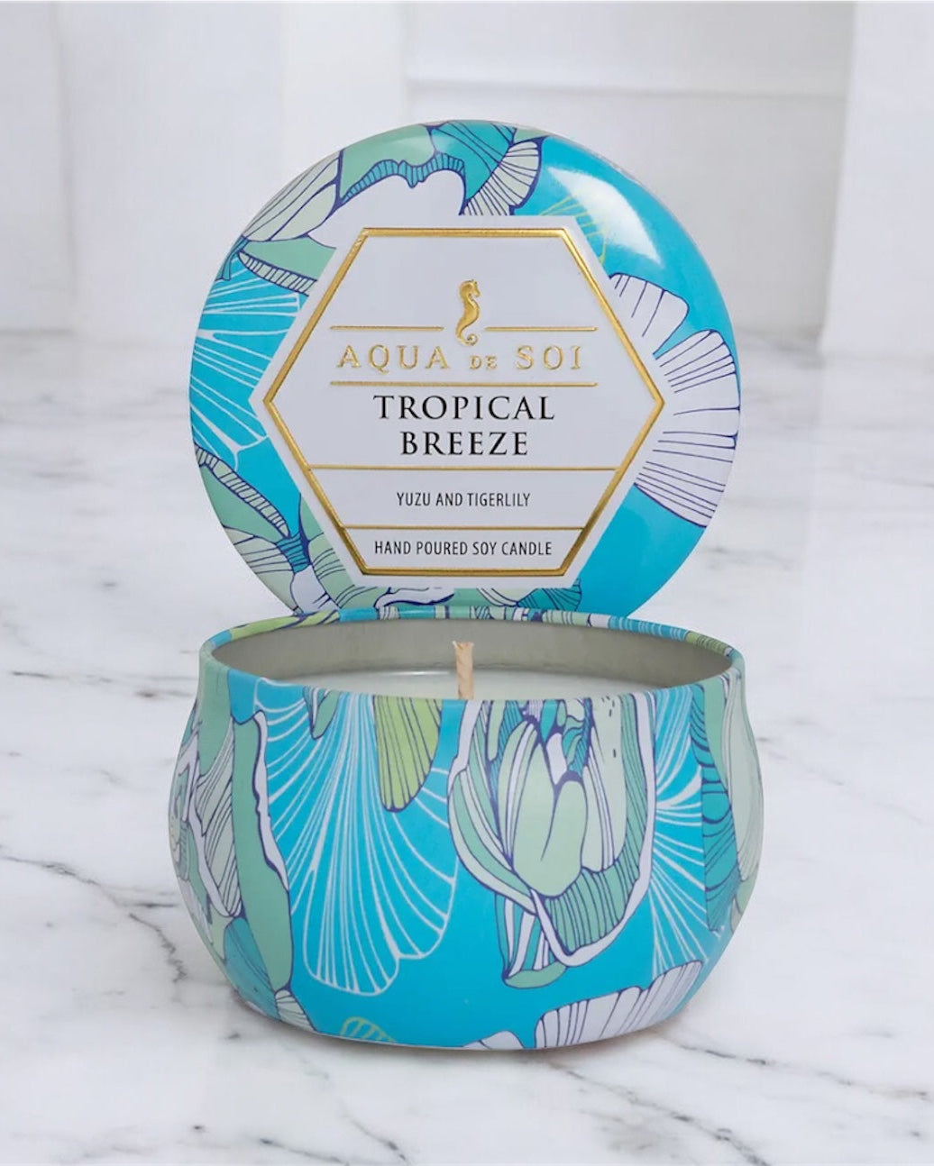 Tropical breeze 4oz tin soy candle