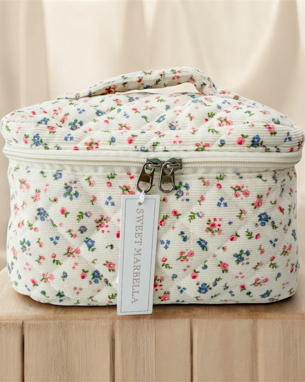 Cotton quilted makeup bag for girls - cosmetic bag for a teenage girl - Tween Toiletry Bag