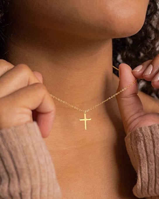 Dainty cross necklace / Tiny 18k Gold plated Jewelry