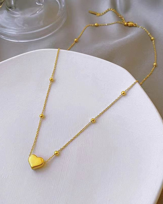 Gold Plated Tiny Minimalist Heart Necklace
