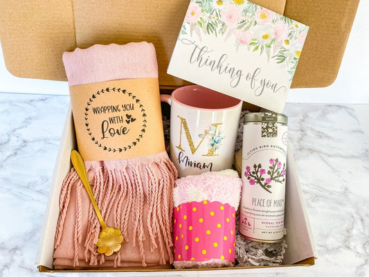 Herbal tea & personalized mug Gift Box / Thinking of you / Cancer Care Package / Chemotherapy Care gift / Get Well Soon / sympathy gift.