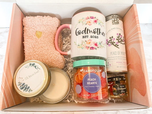 Godmother Gift box / Godmother Mug gift basket Godmother Proposal Box / Will you be my godmother / tea gift box / Baptism Christening gift.