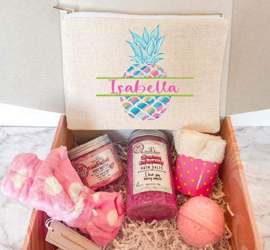 Personalized gift set Cosmetic Bag, Toiletry Bag for girls / Tween or Teen birthday gift Teenager spa Gift Granddaughter niece daughter gift