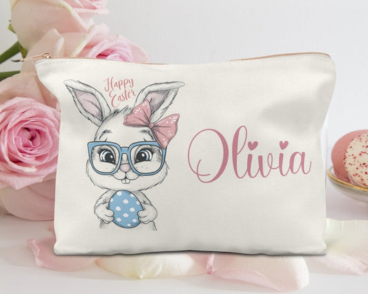 Personalized easter makeup bag for girls / Easter Basket Stuffers / Bunny makeup bag / Tween Girl easter pouch / easter gifts teen girls