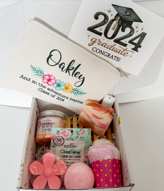 Graduation Gift box for Daughter Granddaughter niece / high school college Grad gift / teenager tween graduation box 2024 / Pamper spa gift.