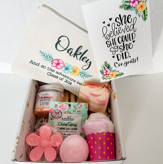 Graduation Gift box for Daughter Granddaughter niece / high school college middle school Grad gift / teenager graduation Pamper spa gift.