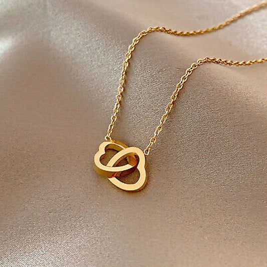 Dainty Interlocking Hearts Necklace Tiny 18k Gold plated - ADD ON - Build a box