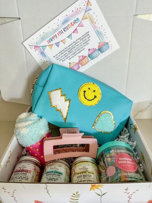 Birthday gift for girl tween gift basket / Spa gift for Granddaughter niece daughter 9th birthday gift 9 year old birthday gift box for girl