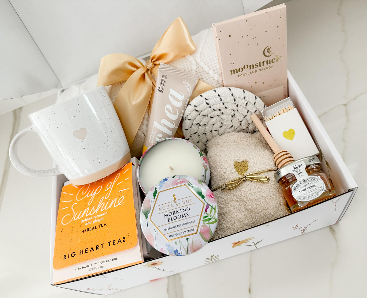 Hug In A Box Care Package with blanket & soy candle  Thinking Of You Gift / Self Care Gift Box / Thank You, Encouragement, Get Well Gift set