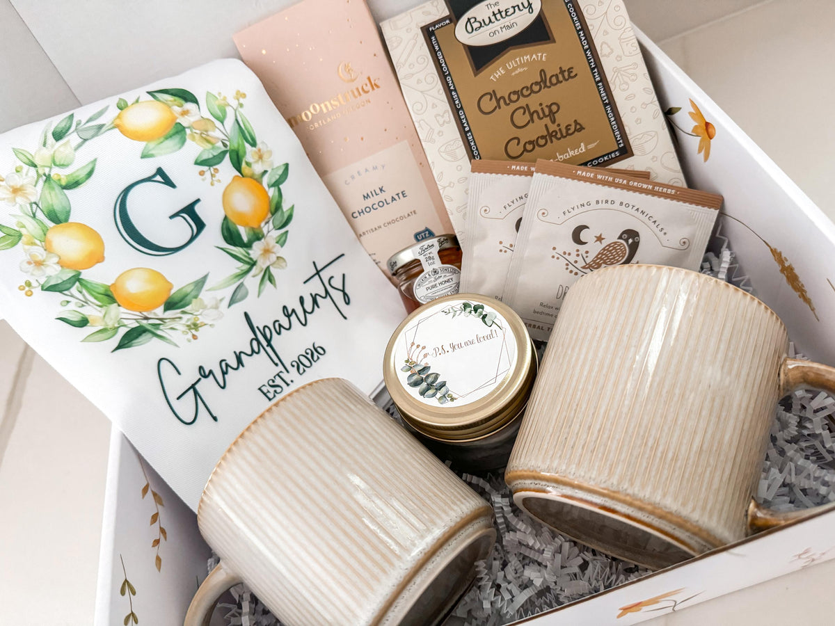 New grandparents gift basket / Grandparents Pregnancy Announcement gift box / Care Package For new   grandparents from daughter