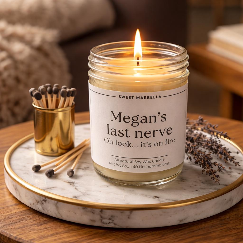 Personalized Last Nerve candle gift set - Funny Gift for Her, Mom funny Gift, BFF Gift - Funny Candle with blanket -  Birthday Gifts
