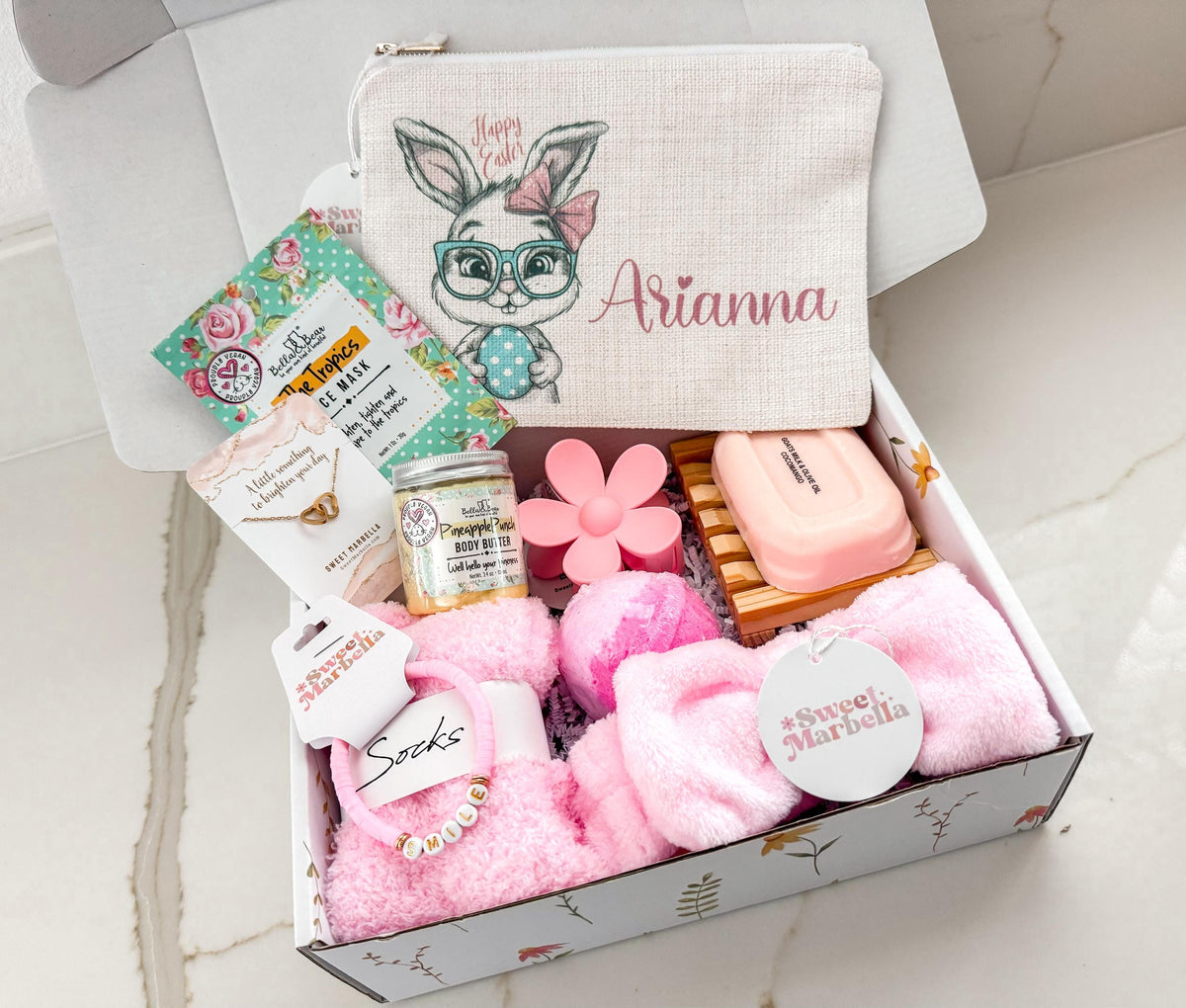 Easter gift set for tween or teenage girl - Personalized gift box for daughter niece granddaughter - Teenager or preteen spa gift basket