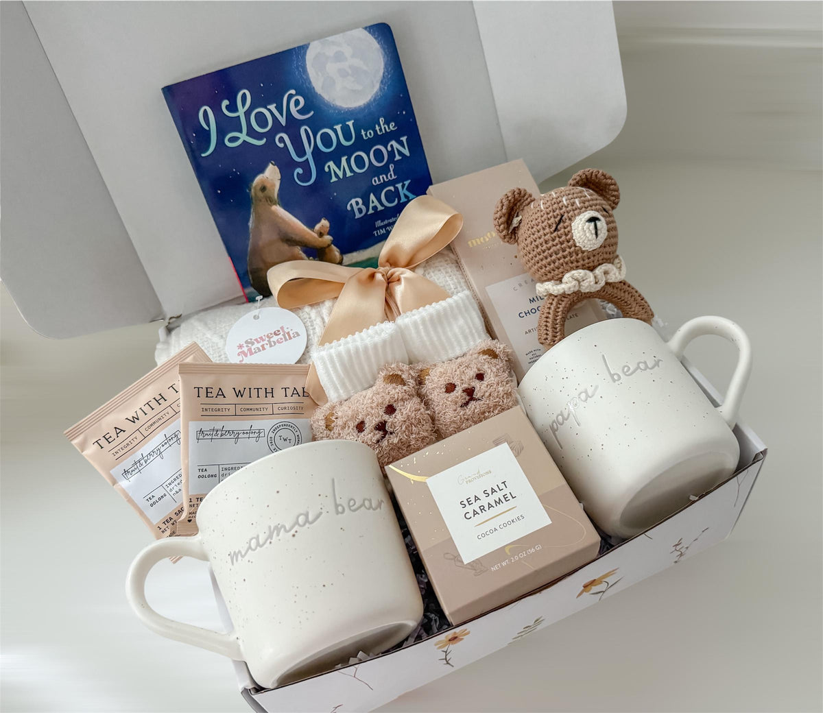 New Parents Care Package | Gift for New Mom Dad & Newborn  | Cozy Basket with Treats for parents and Baby Essentials
