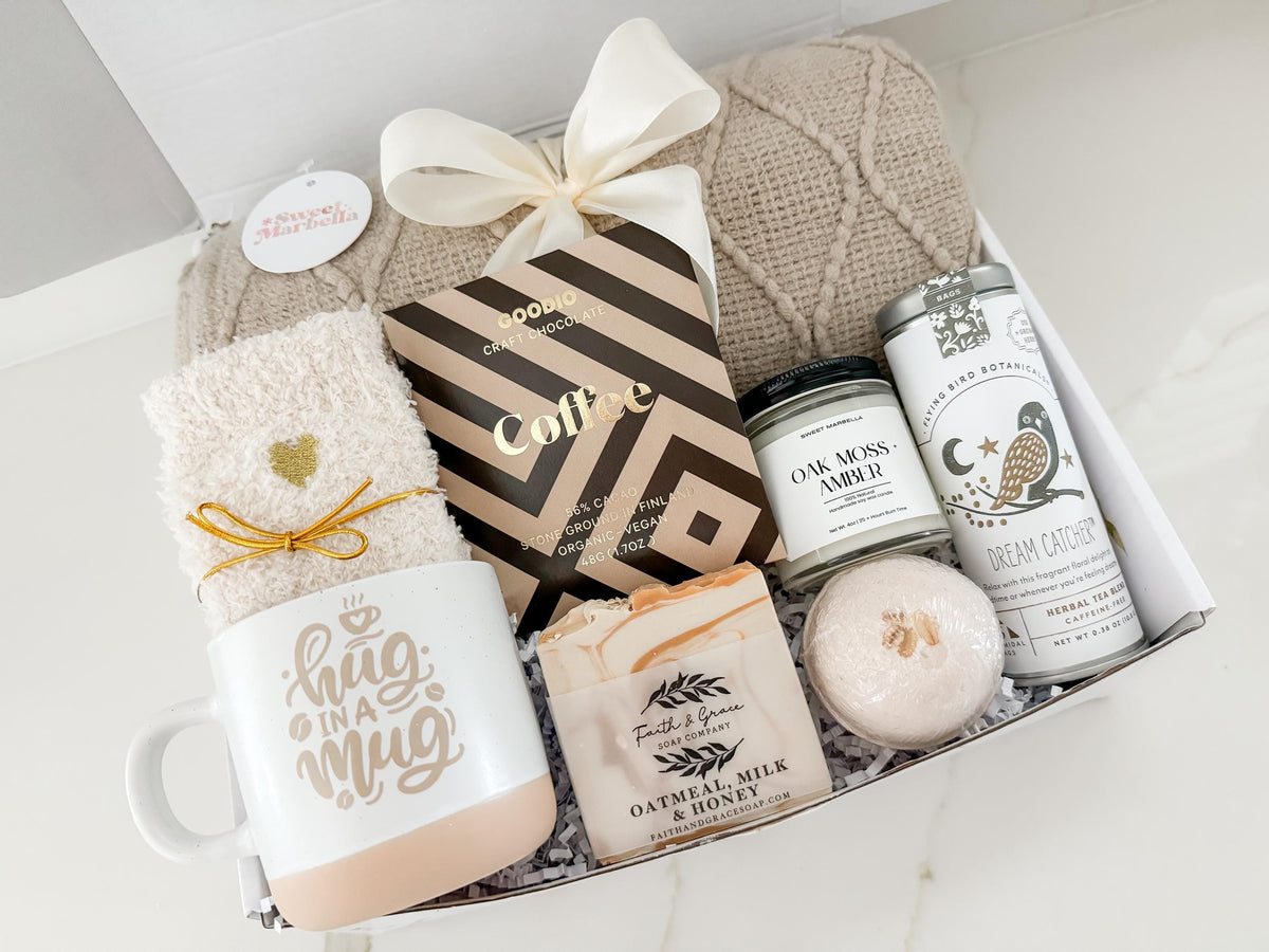 Hug In A Box Care Package with all natural soy candle Thinking Of You Gift / Self Care Gift Box / surgery recovery, Encouragement, Get Well