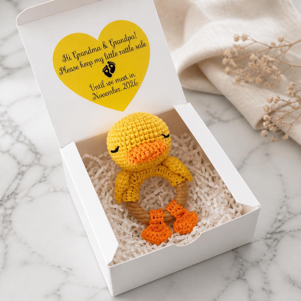 Grandparents Pregnancy Announcement gift box / personalized New grandma aunt pregnancy reveal / little rattle /first Grandchild Announcement
