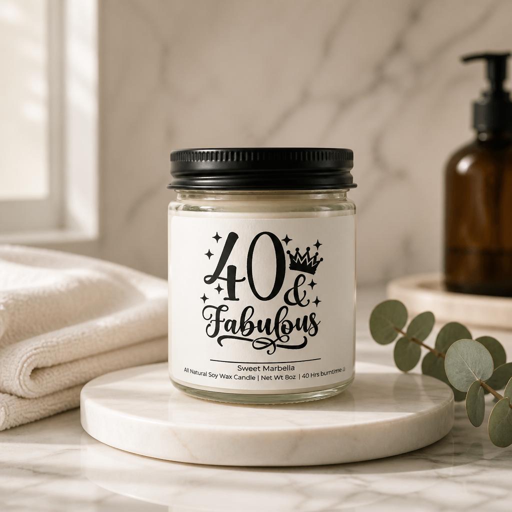 40th Birthday Gift Box for Women / Chapter 40 Gift Set / Funny Soy Candle / Milestone Birthday Gift idea for Best Friend, daughter, sister..