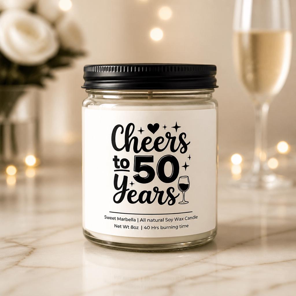 50th Birthday Gift Box for Women / Chapter 50 Gift Set / Funny Soy Candle / Milestone Birthday Gift idea for Best Friend, daughter, sister..