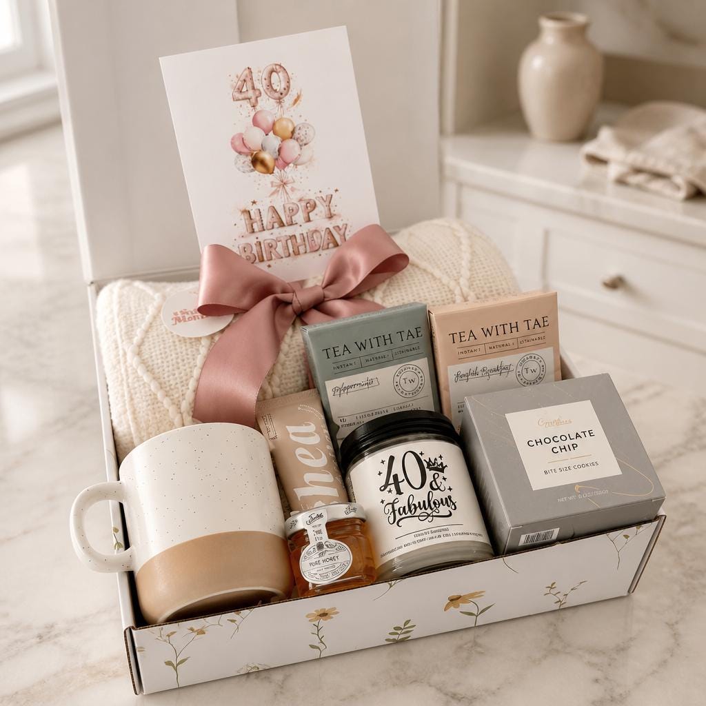 40th Birthday Gift Box for Women / Chapter 40 Gift Set / Funny Soy Candle / Milestone Birthday Gift idea for Best Friend, daughter, sister..