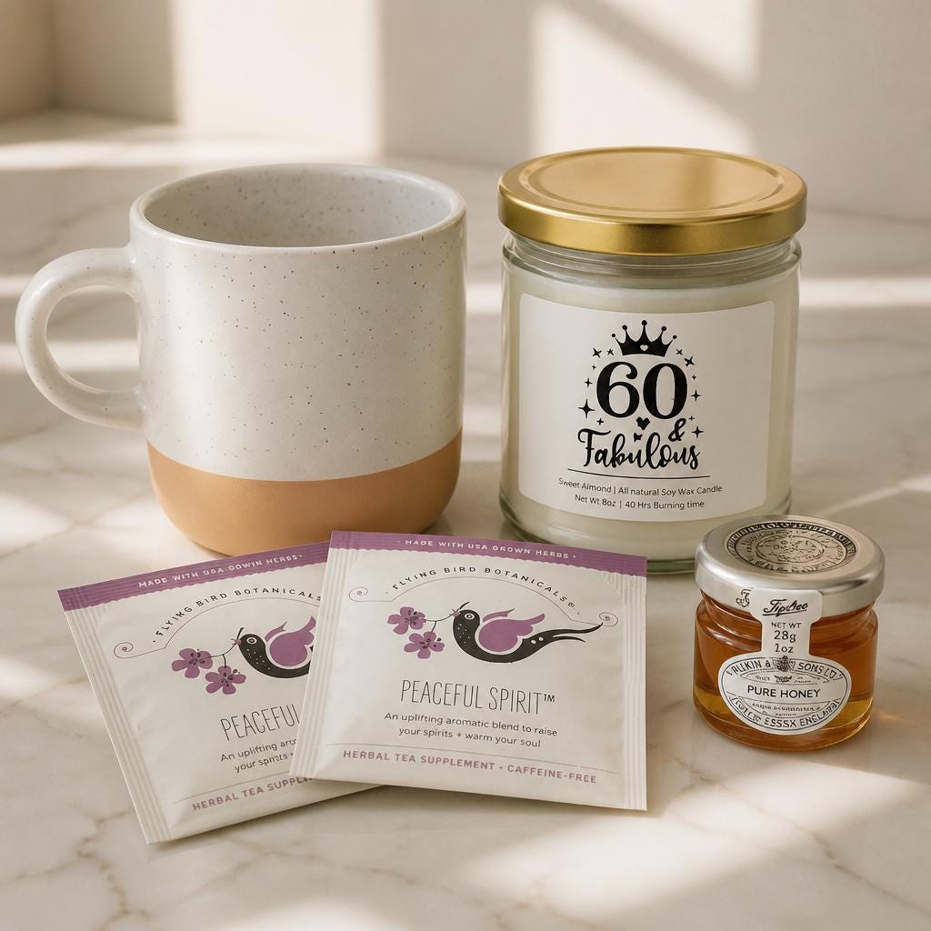 60th Birthday Gift Box for Women / Chapter 60 Gift Set / Funny Soy Candle / Milestone Birthday Gift idea for Best Friend, mom, sister..