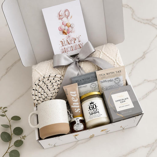 60th Birthday Gift Box for Women / Chapter 60 Gift Set / Funny Soy Candle / Milestone Birthday Gift idea for Best Friend, mom, sister..