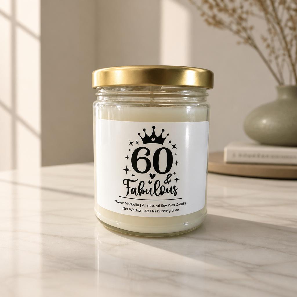 60th Birthday Gift Box for Women / Chapter 60 Gift Set / Funny Soy Candle / Milestone Birthday Gift idea for Best Friend, mom, sister..