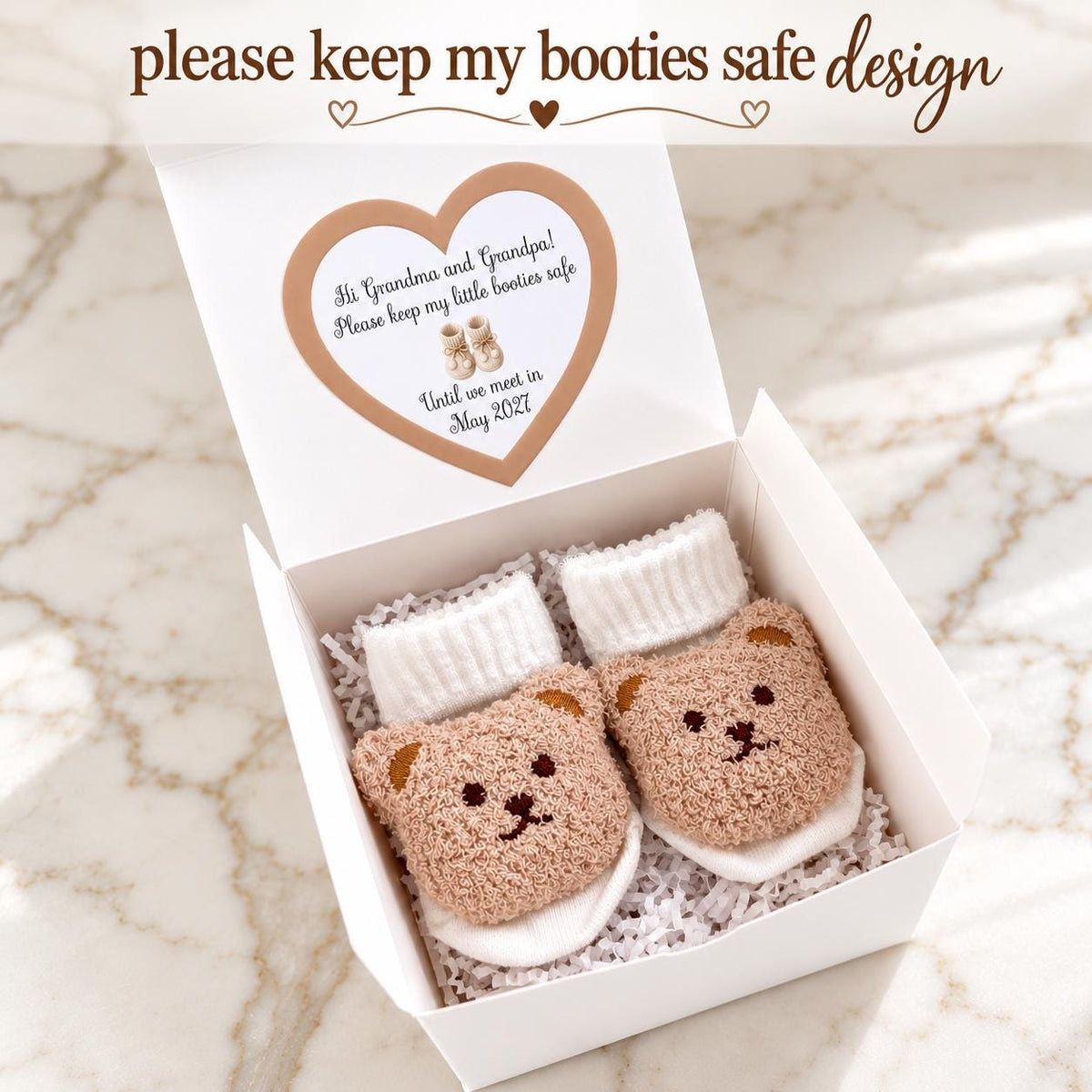 Grandparents Pregnancy Announcement gift box / personalized New grandma aunt pregnancy reveal / bear booties first Grandchild Announcement
