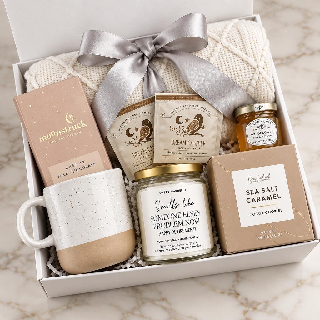 Retirement Gift box with blanket & soy Candle - Smells Like Someone Else's Problem Now - Happy Retirement Funny Gift İdea For Retiree Friend