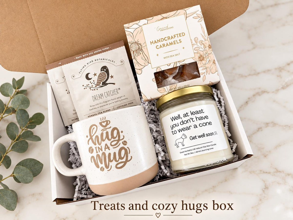 Funny Get Well Soon gift box - At Least You Don't Have to Wear a Cone - Post Surgery Gift - Feel Better - support care package