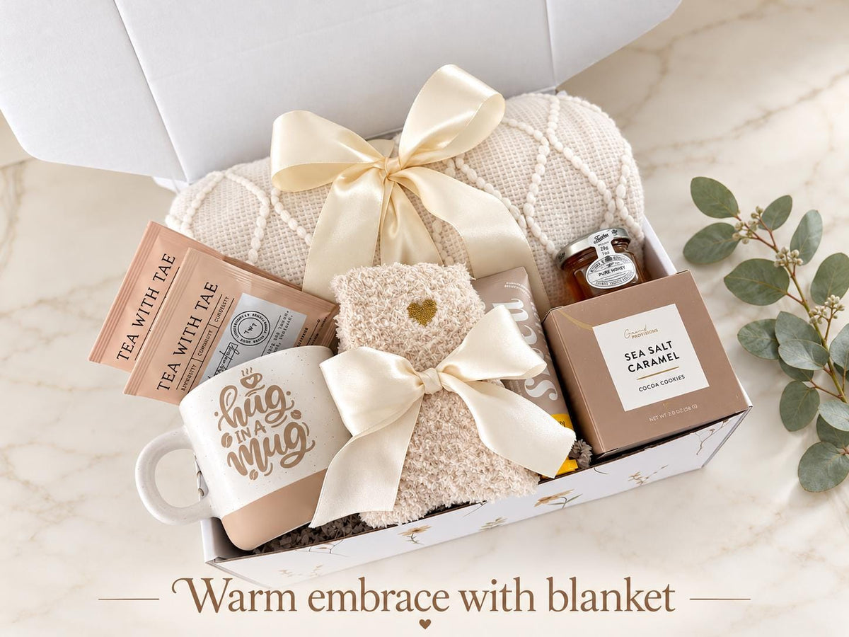 Hug in a Box - Thinking of You - Sympathy Gift Box - Comfort Care Package for Loss - Get Well Soon - Surgery or cancer Encouragement gift