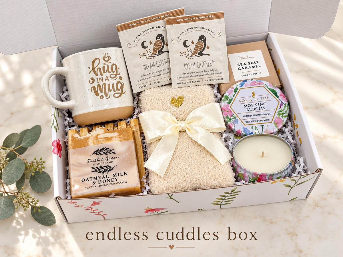 Hug in a Box - Thinking of You - Sympathy Gift Box - Comfort Care Package for Loss - Get Well Soon- Encouragement Gift for Surgery or Cancer
