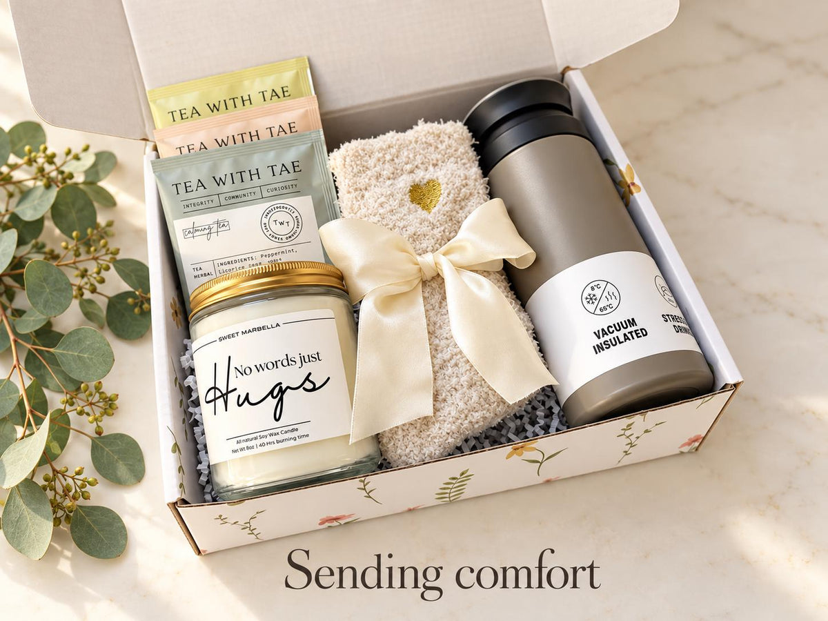 Hug in a Box - Thinking of You - Sympathy Gift Box - Comfort Care Package for Loss - Get Well Soon - Surgery or cancer Encouragement gift