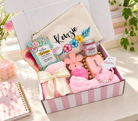 Personalized Tween girl gift box / Teenager birthday Gift basket for Girl / Preteen or teen encouragement spa gift / get well soon gift.