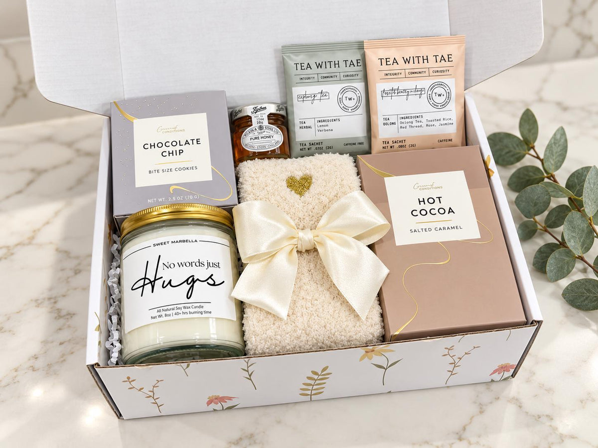 Hug in a Box - Thinking of You - Sympathy Gift Box - Comfort Care Package for Loss - Get Well Soon - Surgery or cancer Encouragement gift