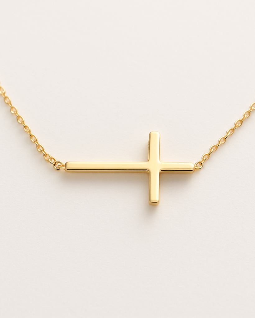 sideways cross necklace